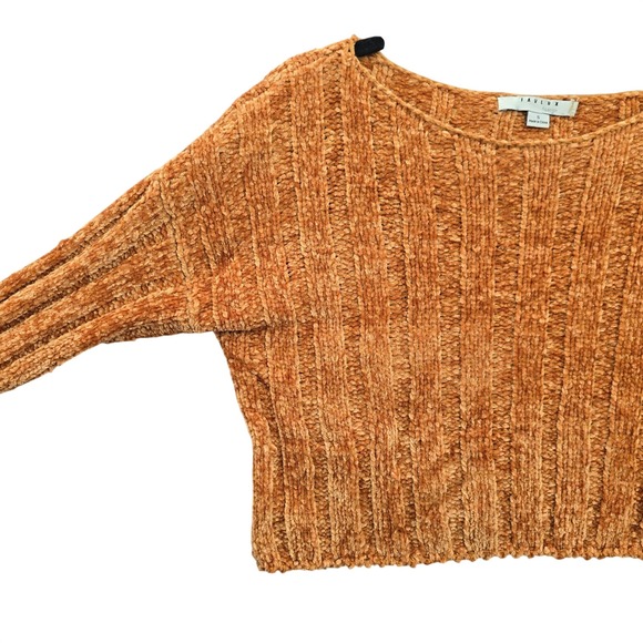 Yellow Crop Chenille Ribbed‎ Y2K Favlux Vintage Academia Cozy Sweater Small - Picture 6 of 14